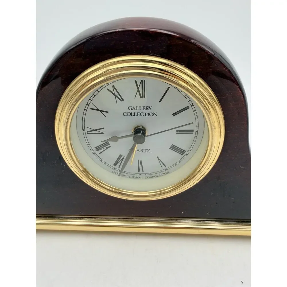 Dayton Hudson. CHERRY WOOD BROWN MANTEL DESK OFFICE QUARTZ CLOCK Works Great!